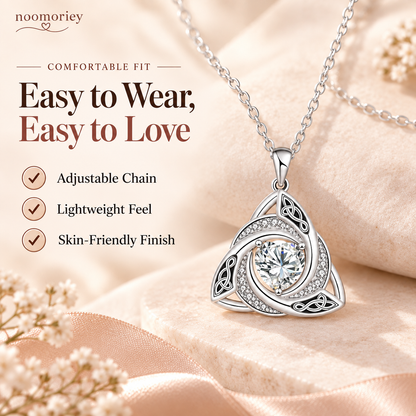 ✨ Celtic Witch’s Knot Birthstone Necklace – Personalized Geometric Pendant Gift