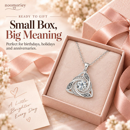 ✨ Celtic Witch’s Knot Birthstone Necklace – Personalized Geometric Pendant Gift