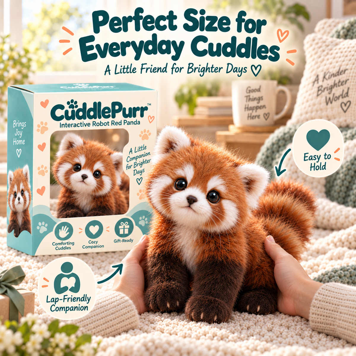 🐾❤️ CuddlePurr™ Red Panda – Interactive Plush Companion | A Little Friend, A Lot of Love