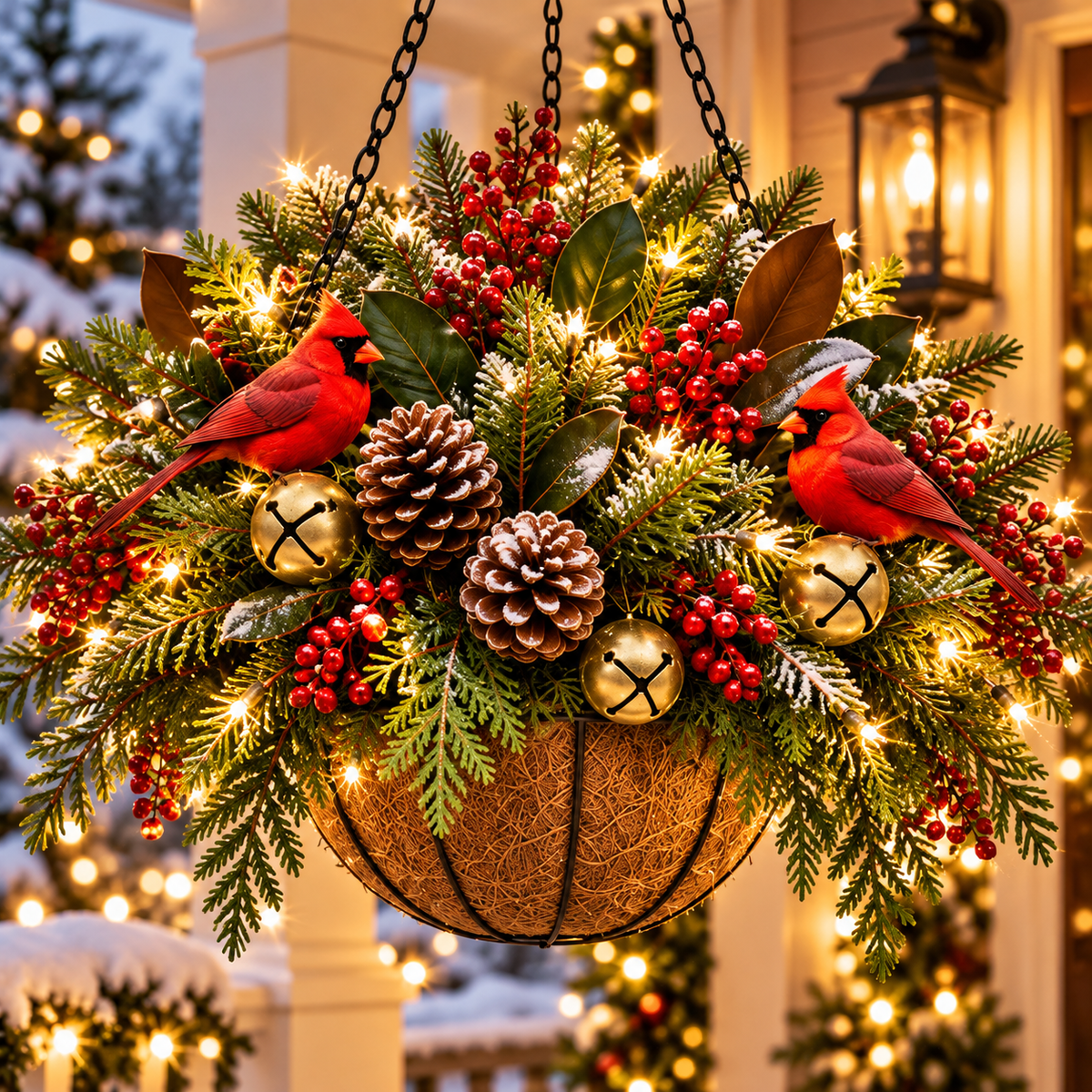🎄 Last Day 50% OFF 🏆 Pre-Lit Christmas Hanging Basket | Pre-lit, weather-resistant, and zero maintenance