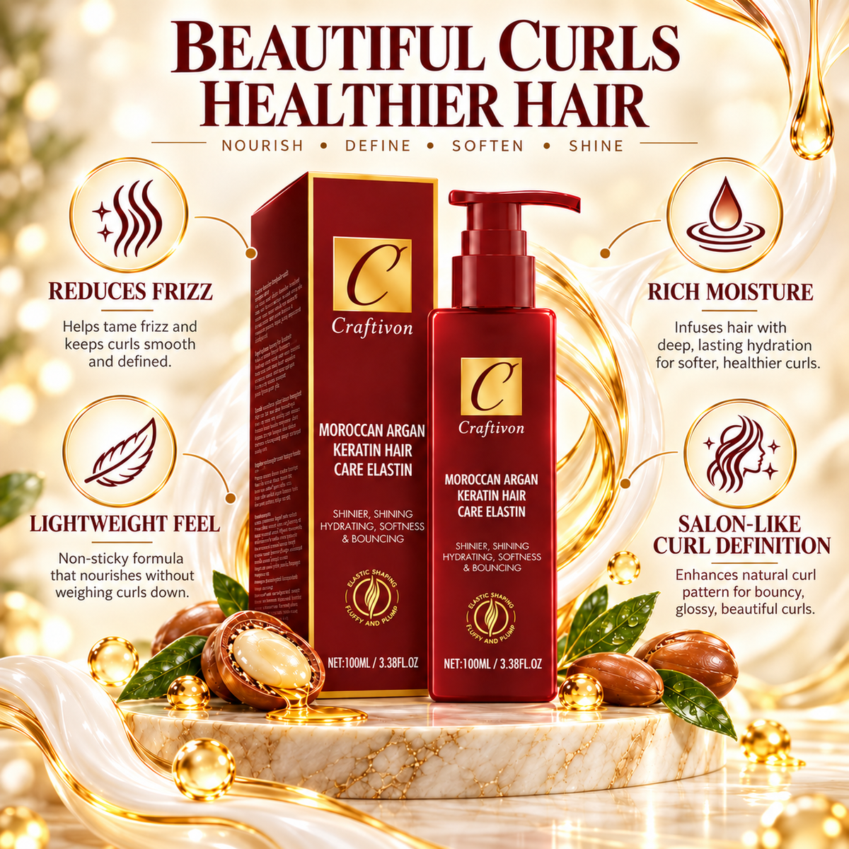 ❤️Argan & Avocado Curl Defining Leave-In Cream