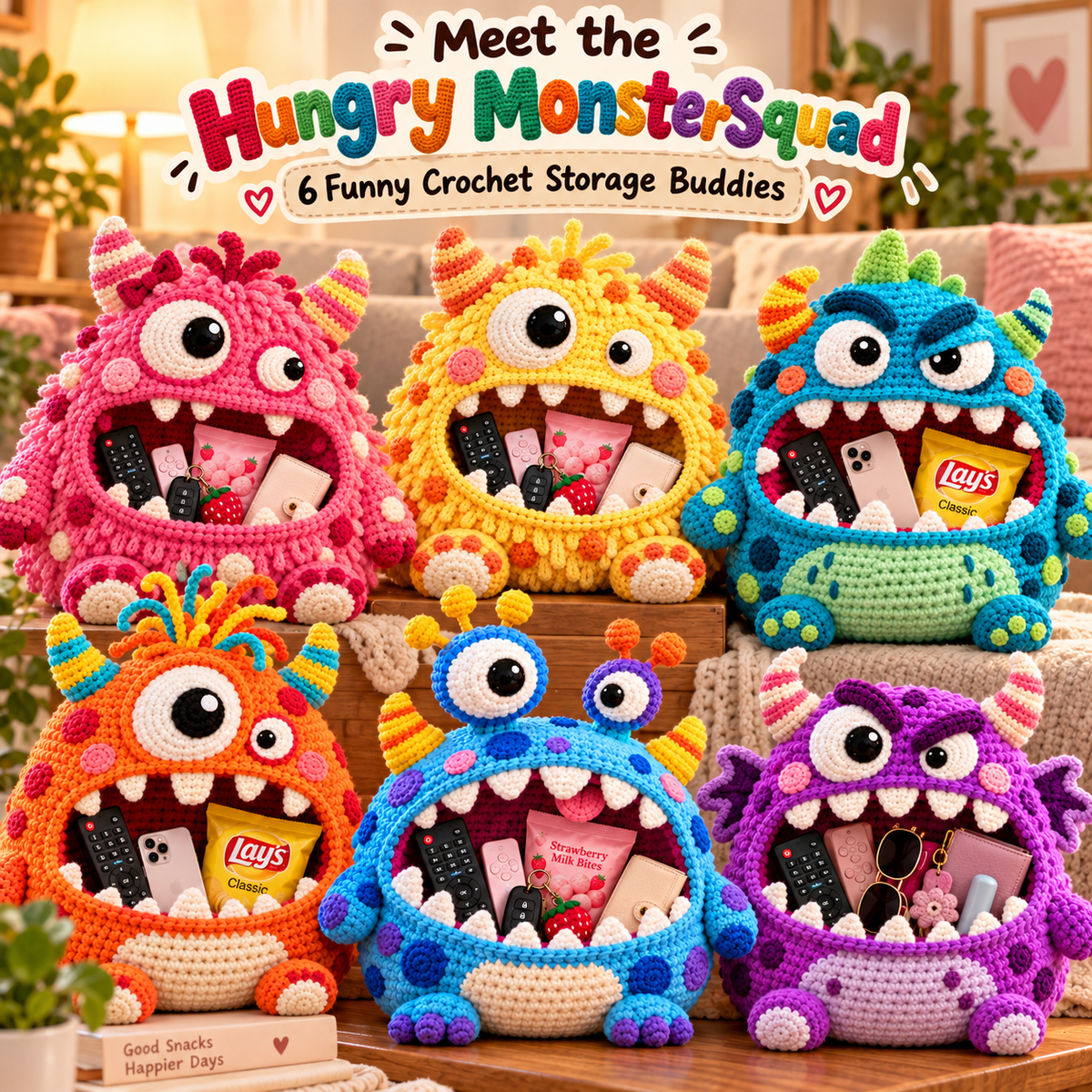 Clutter Munchers Hungry Monster DIY Crochet Storage Buddies 👾🧶