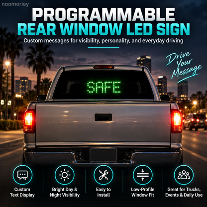 Programmable LED Rear Window Sign for Cars & Trucks, Custom Scrolling Message Display