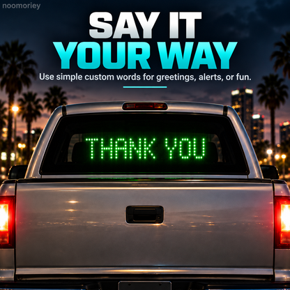 Programmable LED Rear Window Sign for Cars & Trucks, Custom Scrolling Message Display