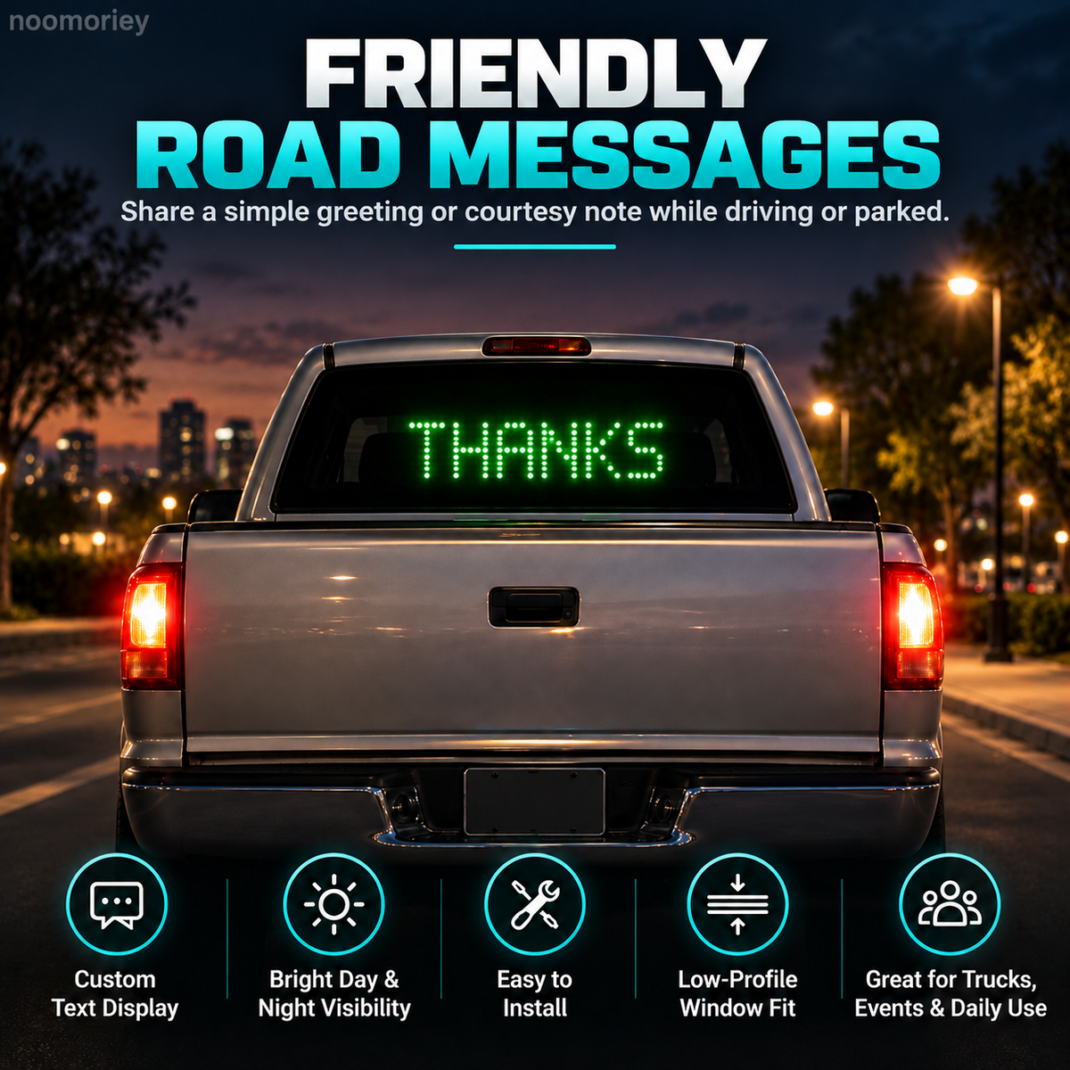 Programmable LED Rear Window Sign for Cars & Trucks, Custom Scrolling Message Display