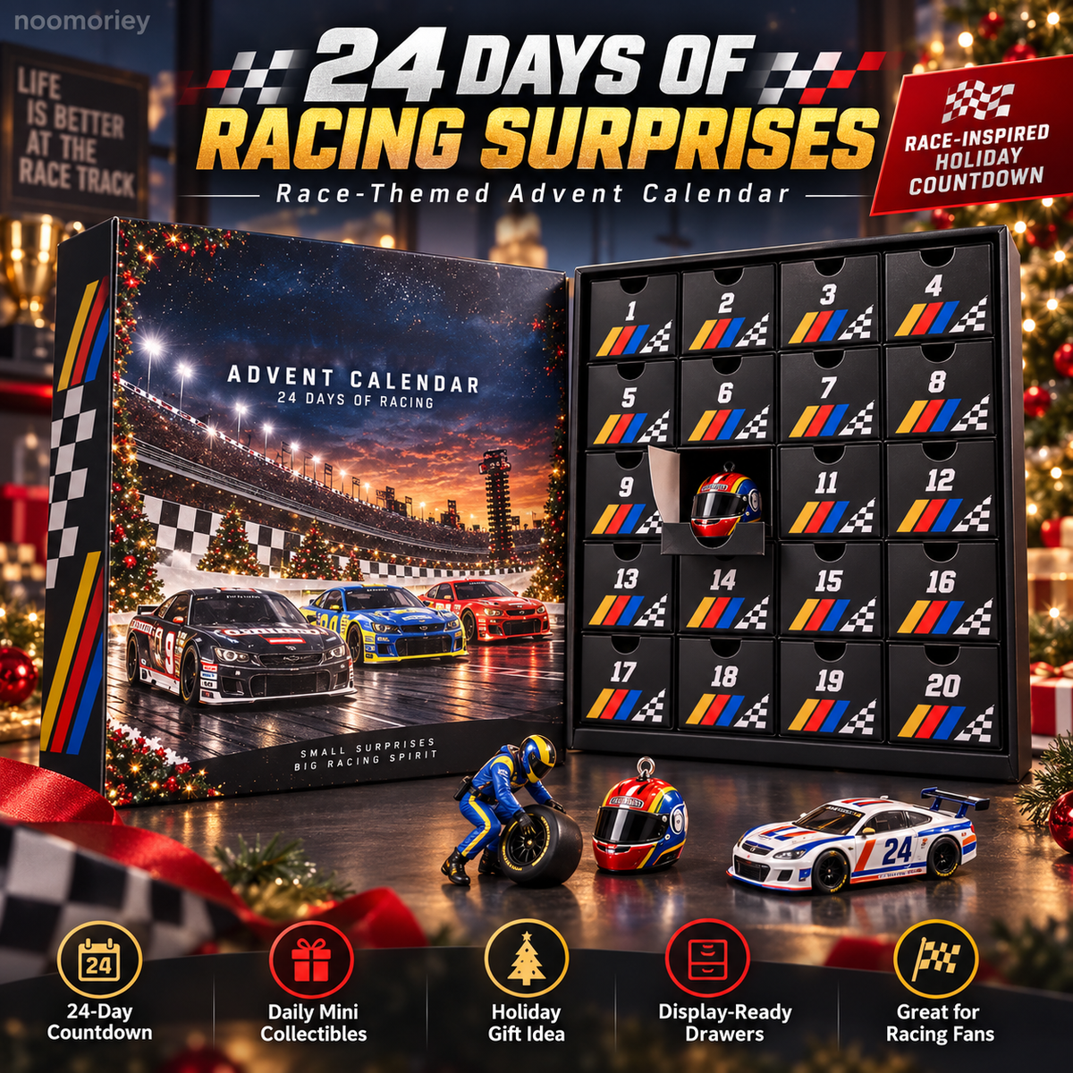 Racing Car Advent Calendar, 24-Day Christmas Countdown Gift for Racing Fans