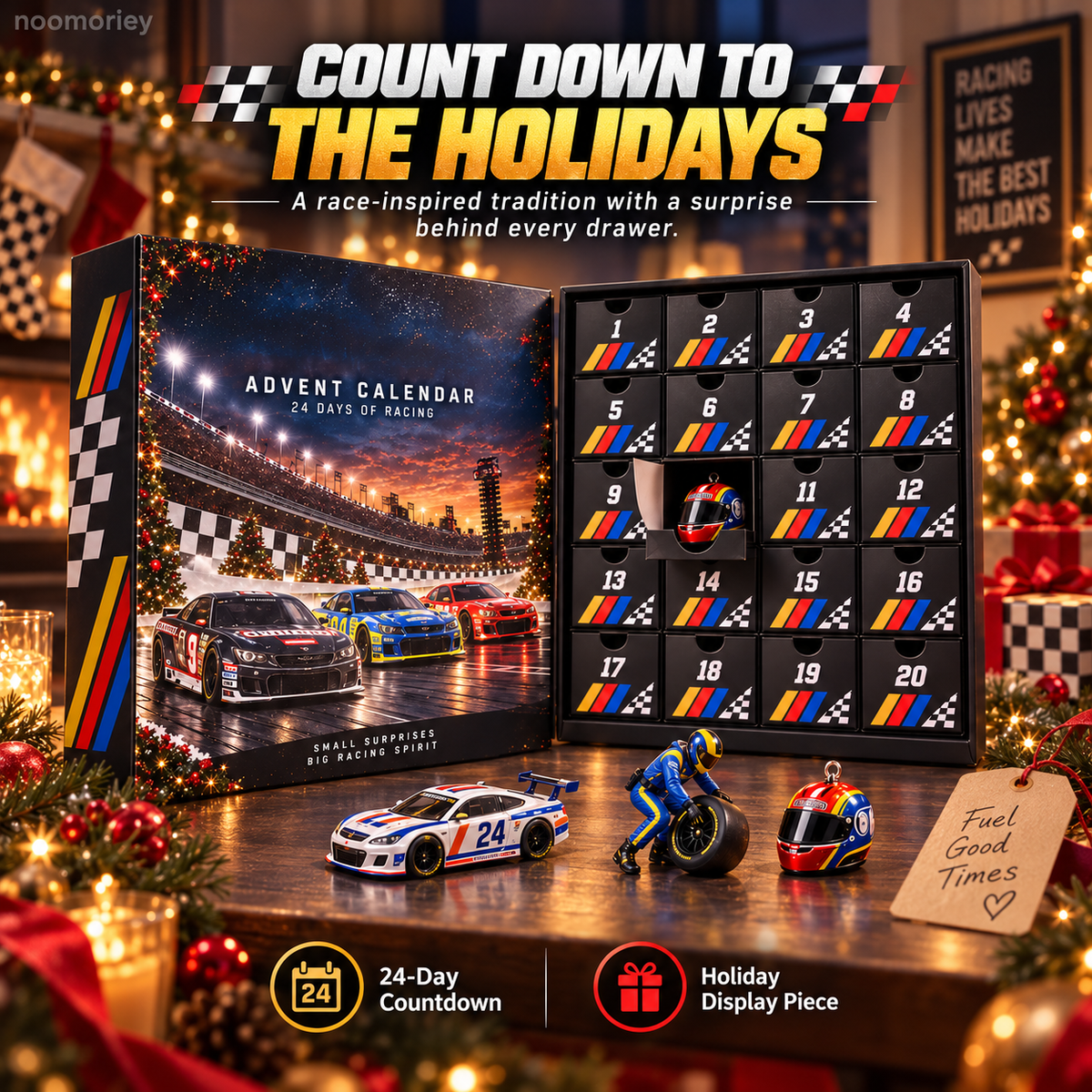 Racing Car Advent Calendar, 24-Day Christmas Countdown Gift for Racing Fans