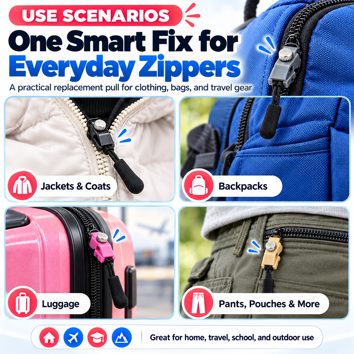 Fix Broken Zipper Pulls Instantly! No-Sew Clip-On Repair Kit
