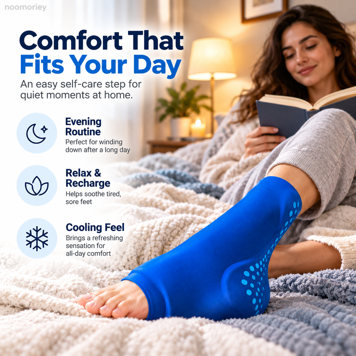 Cooling Gel Foot Sleeve, Reusable Cold Therapy Wrap for Foot Pain Relief