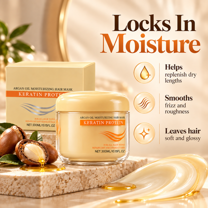 ✨Keratin & Argan Oil Hair Mask for Dry, Damaged Hair – 300ml