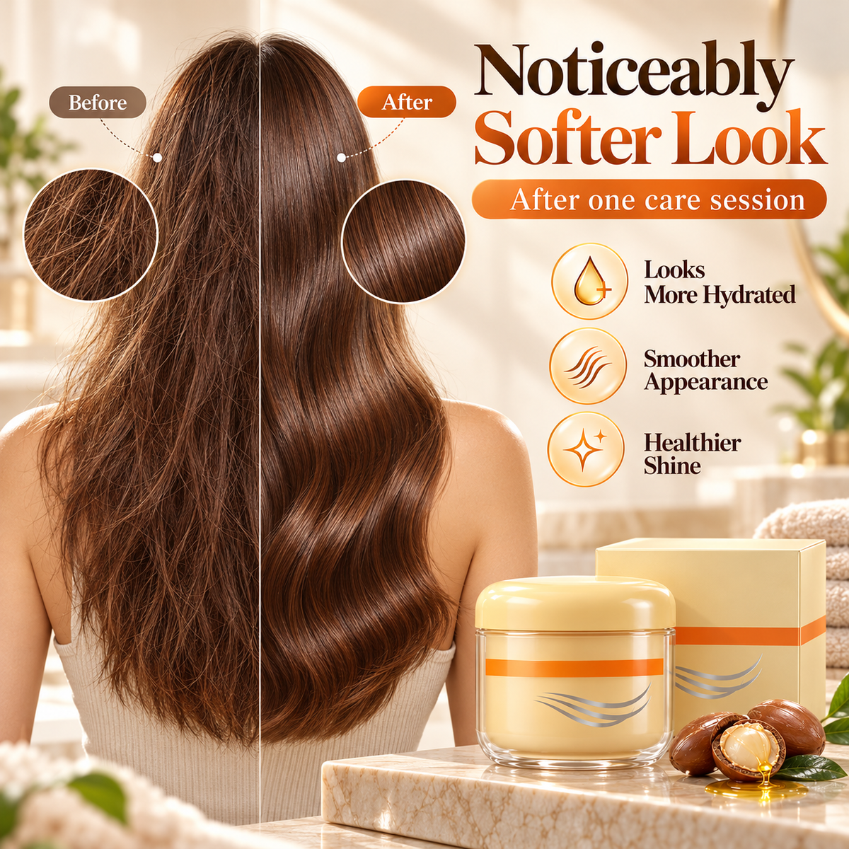 ✨Keratin & Argan Oil Hair Mask for Dry, Damaged Hair – 300ml