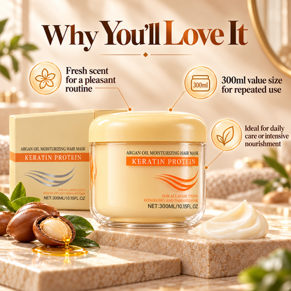 ✨Keratin & Argan Oil Hair Mask for Dry, Damaged Hair – 300ml