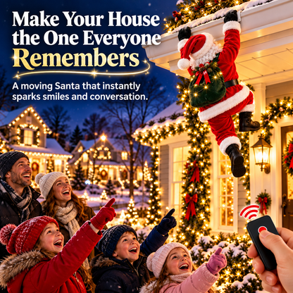 🎅🎄 Remote-Controlled Climbing Santa™ – Animated Christmas Roof & Gutter Hanging Decoration | Watch Santa Try to Climb Your Roof! 🎁
