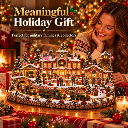 🎄 Home for the Holidays Military Christmas Village™ – Warm LED Lights, Army-Inspired Vehicles & Heartwarming Holiday Display