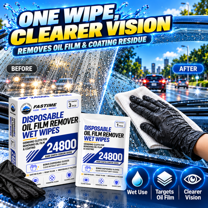 🚗 24800-Grit Windshield Oil Film Remover Wipes – Remove Stubborn Haze & Restore Clearer Glass ✨