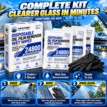 🚗 24800-Grit Windshield Oil Film Remover Wipes – Remove Stubborn Haze & Restore Clearer Glass ✨