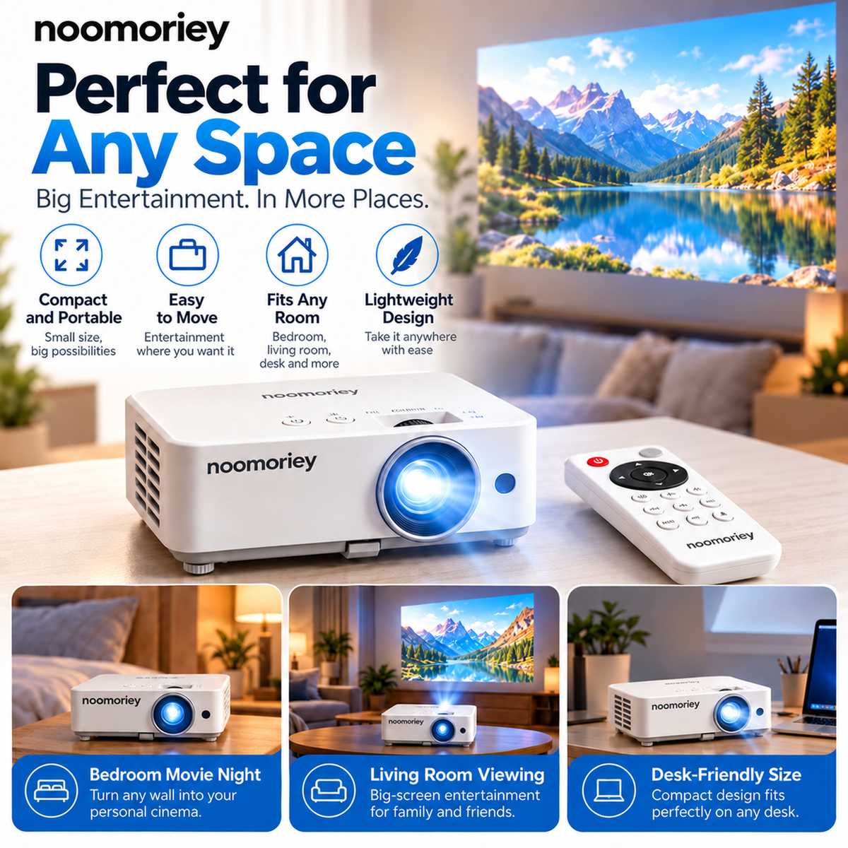 🎬 Portable Mini Projector 📽️ – 100' Big Screen, HDMI & USB, Remote Control Included