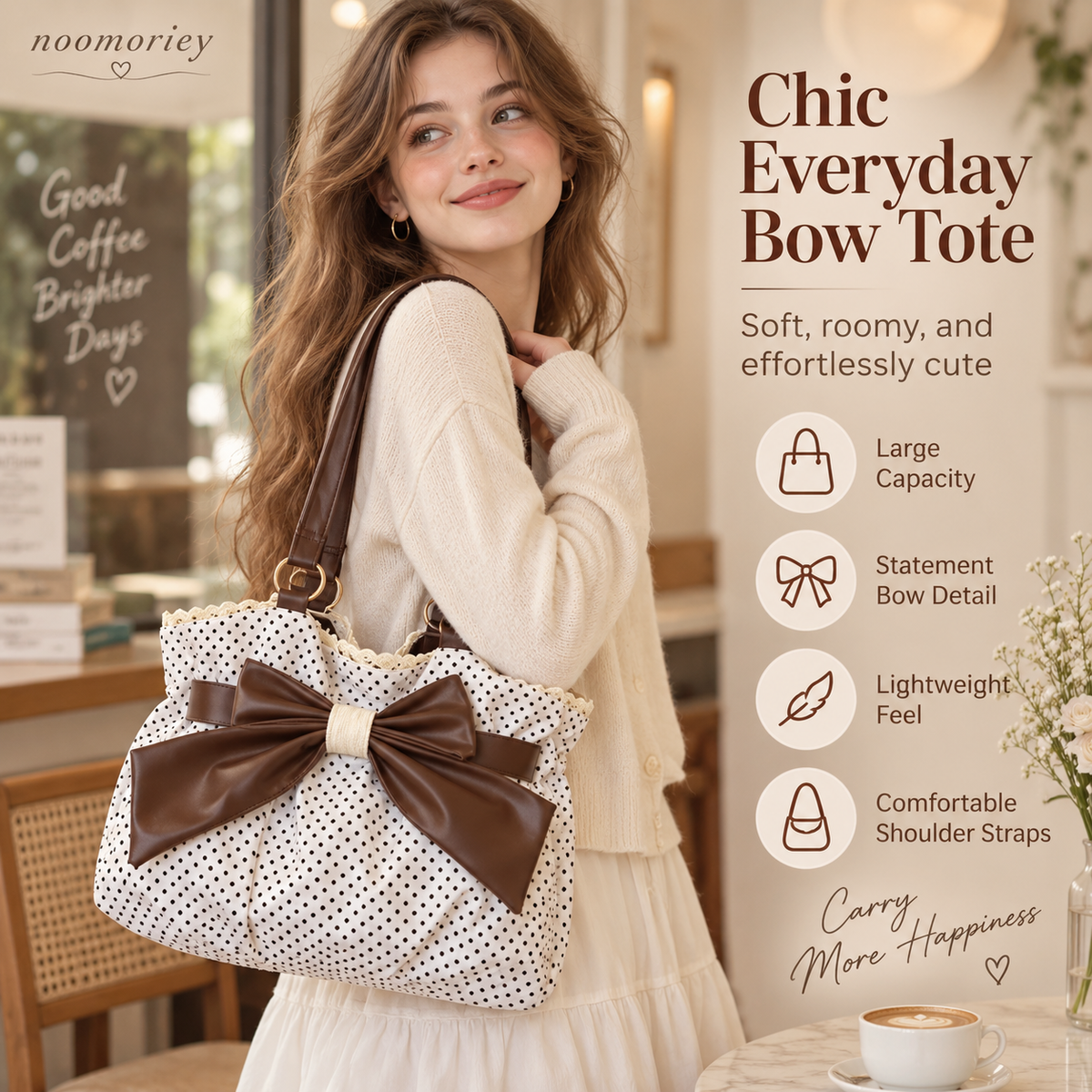 Women's Vintage Polka Dot Tote Bag