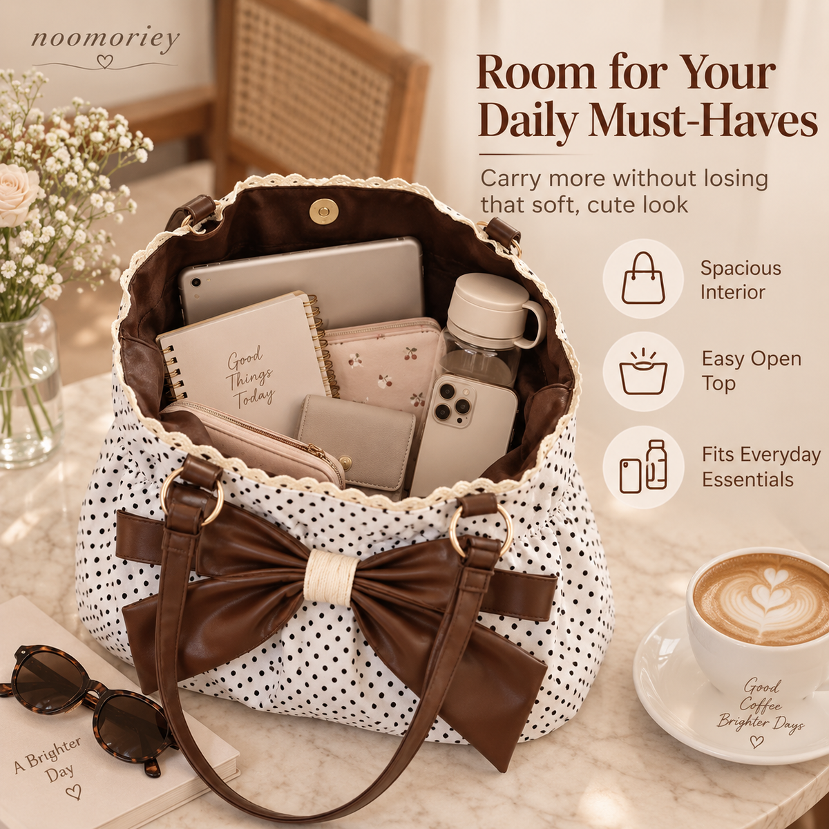 Women's Vintage Polka Dot Tote Bag