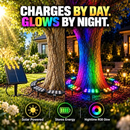 🌈 Solar RGB Tree Ring Light – 360° Color-Changing Landscape Uplight