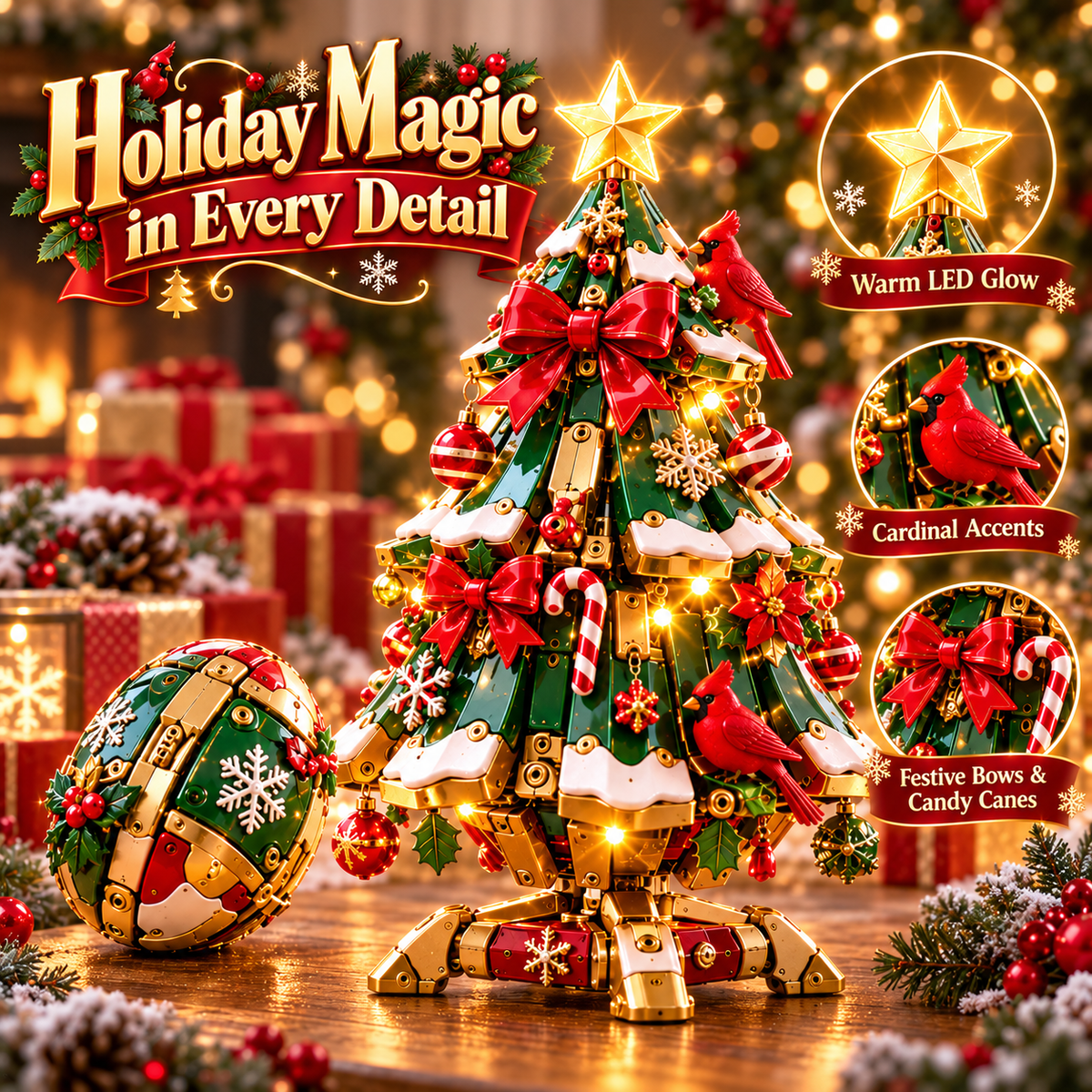 🔥 LAST DAY 50% OFF 🔥 Egg-to-Christmas Tree™ Magical Transforming Toy – Cardinal Christmas Tree Holiday Gift 🎄🎁✨