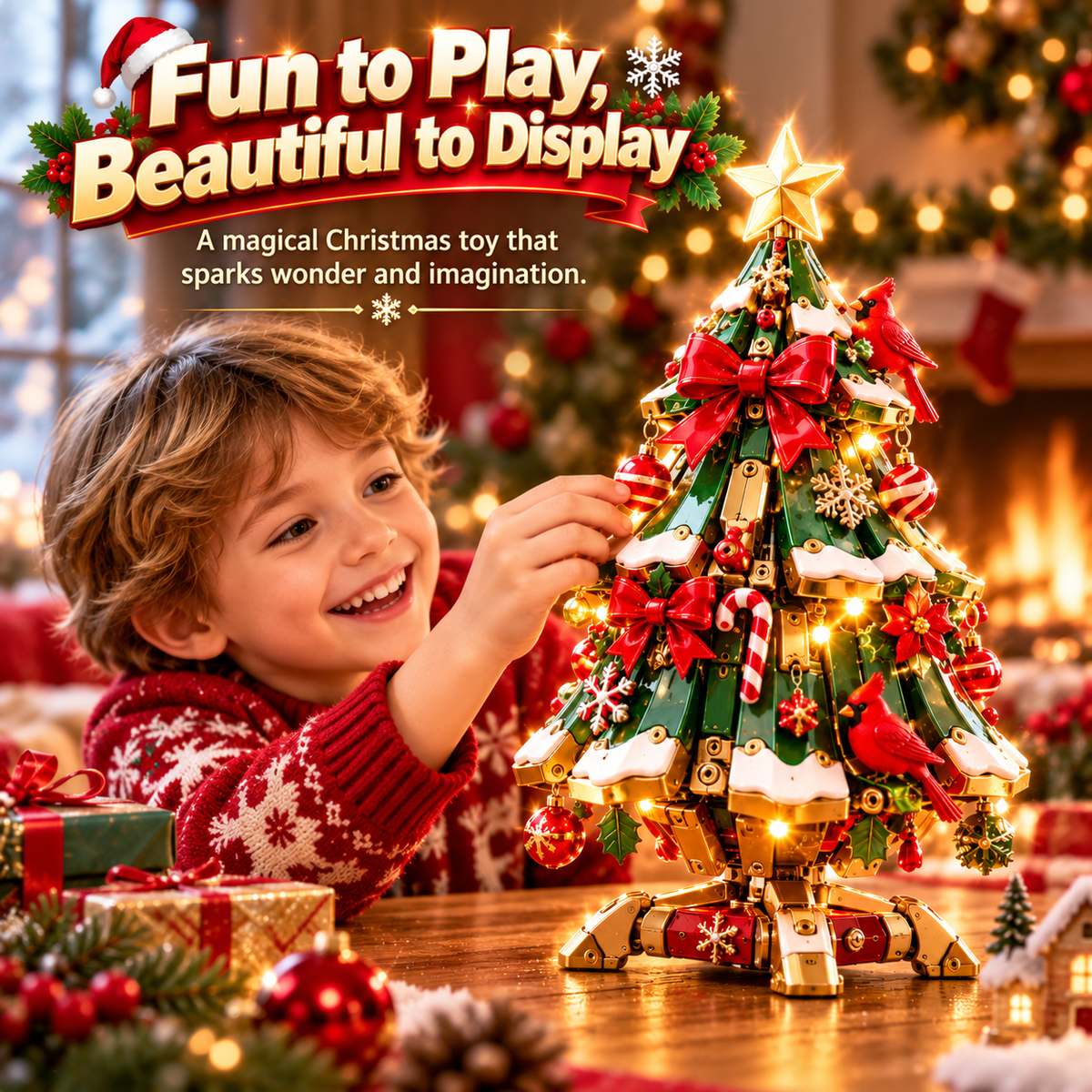 🔥 LAST DAY 50% OFF 🔥 Egg-to-Christmas Tree™ Magical Transforming Toy – Cardinal Christmas Tree Holiday Gift 🎄🎁✨