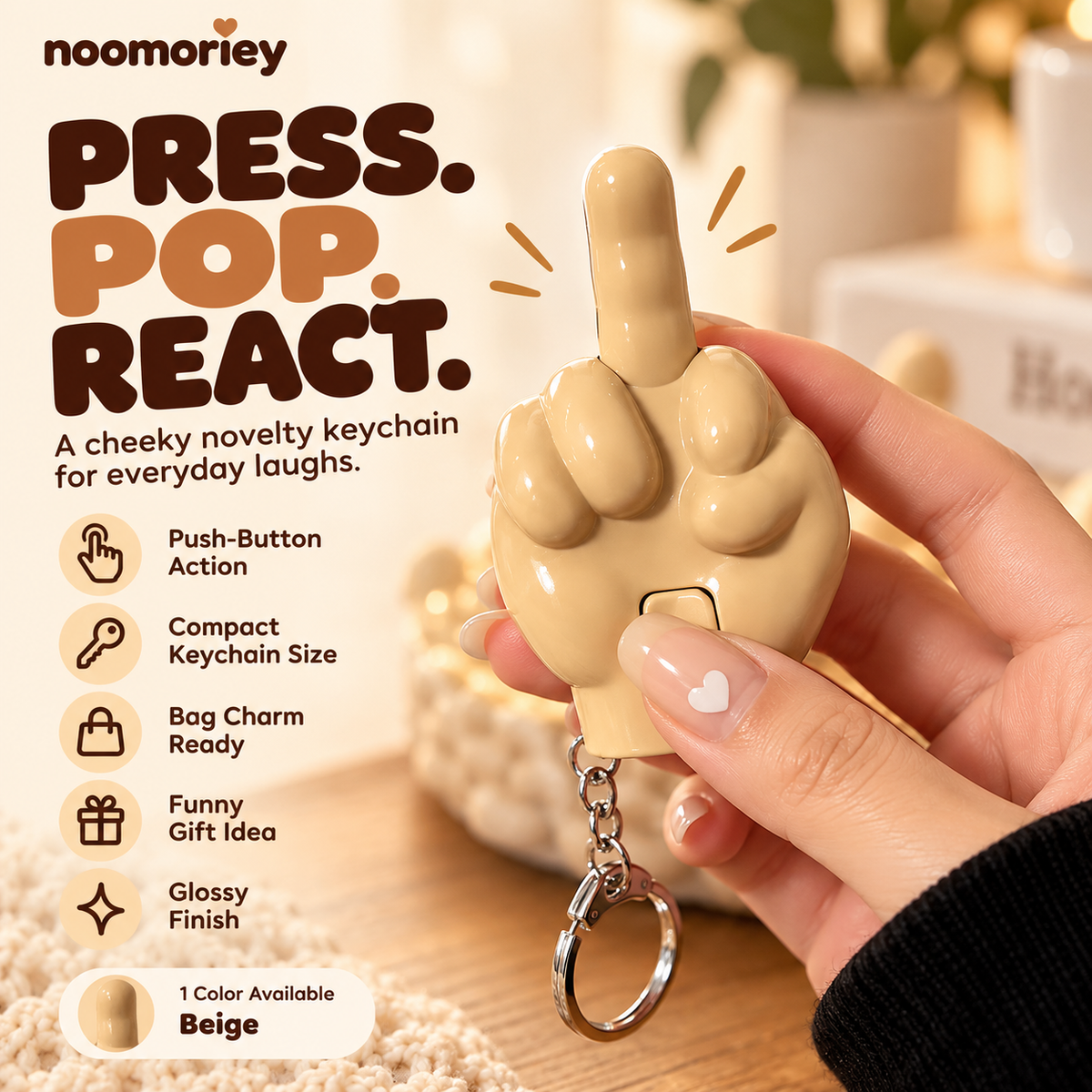 BUY 1 GET 1 FREE🔥Funny Pop-Up Middle Finger Keychain – Push-Button Prank Toy & Novelty Gift