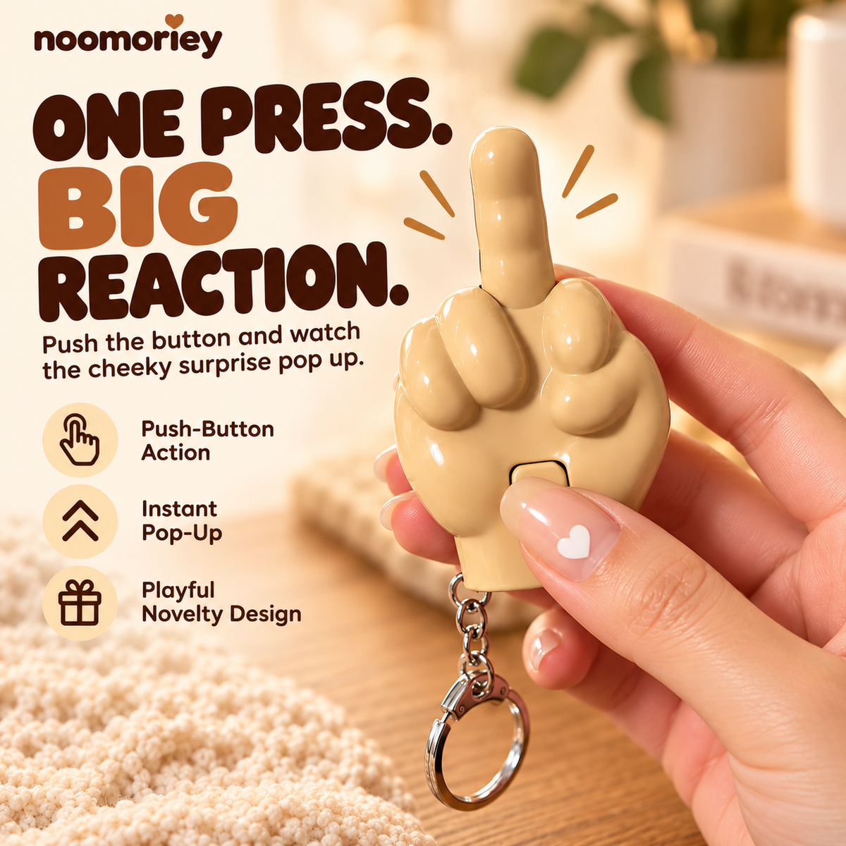 BUY 1 GET 1 FREE🔥Funny Pop-Up Middle Finger Keychain – Push-Button Prank Toy & Novelty Gift