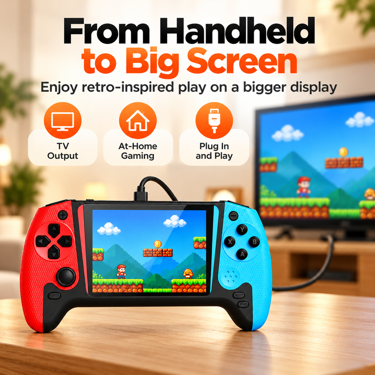 🎮 Retro Gaming Console – 3.5" HD Screen, TV Connection & Dual Controllers