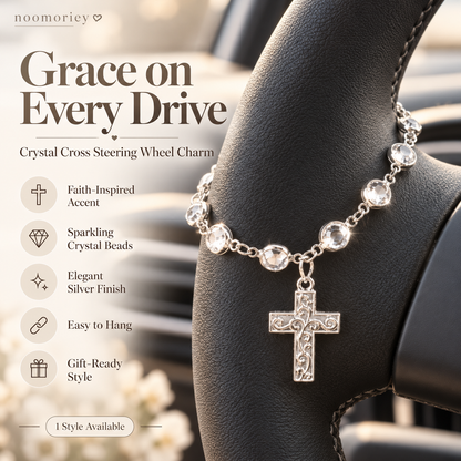 Crystal Cross Beaded Charm – Elegant Silver-Tone Faith-Inspired Decorative Accessory & Gift