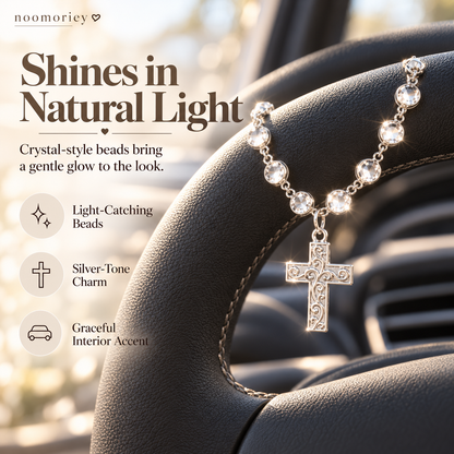Crystal Cross Beaded Charm – Elegant Silver-Tone Faith-Inspired Decorative Accessory & Gift