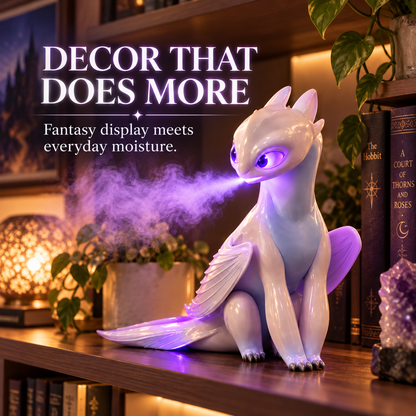 🐉 💨Mystic White Dragon Mist Humidifier ✨ Glowing LED Cool Mist Diffuser & Fantasy Desk Decor