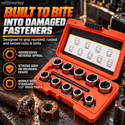 10-Piece Screw Extractor Set – Remove Stripped, Broken & Stuck Bolts with Ease