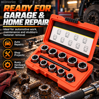 10-Piece Screw Extractor Set – Remove Stripped, Broken & Stuck Bolts with Ease