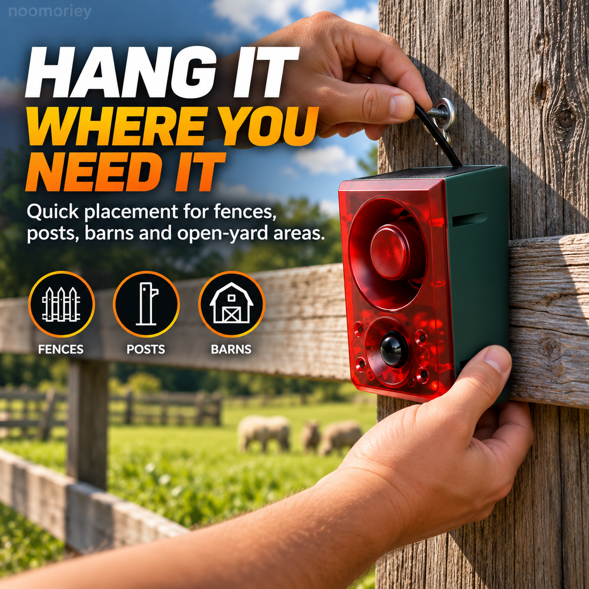 Solar Powered Motion Sensor Alarm for Outdoor Animal Deterrent