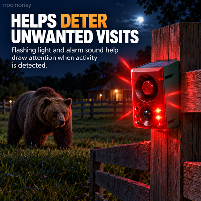 Solar Powered Motion Sensor Alarm for Outdoor Animal Deterrent
