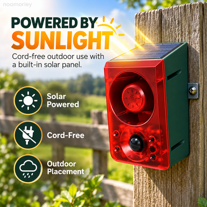 Solar Powered Motion Sensor Alarm for Outdoor Animal Deterrent