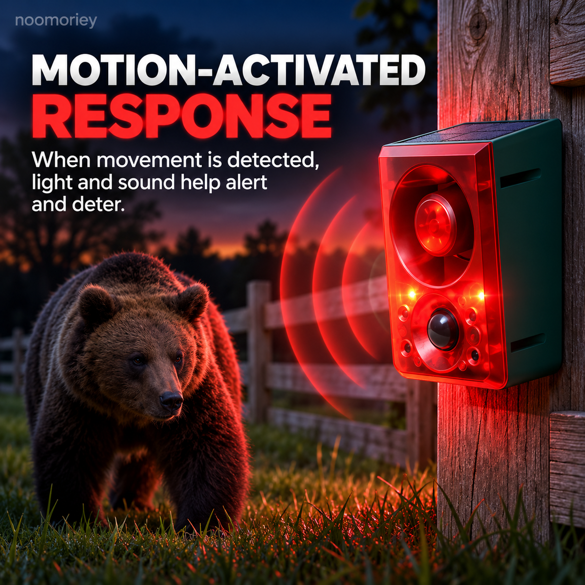 Solar Powered Motion Sensor Alarm for Outdoor Animal Deterrent