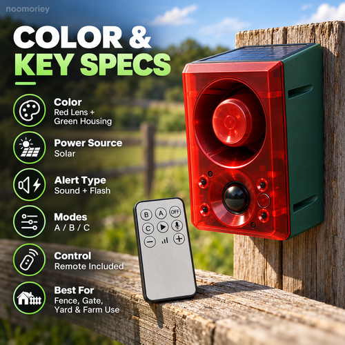 Solar Powered Motion Sensor Alarm for Outdoor Animal Deterrent