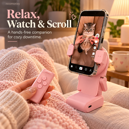 Hands-Free Phone Stand with Scroll Remote – Adjustable Folding Phone Holder for Bedside, Desk & Everyday Viewing