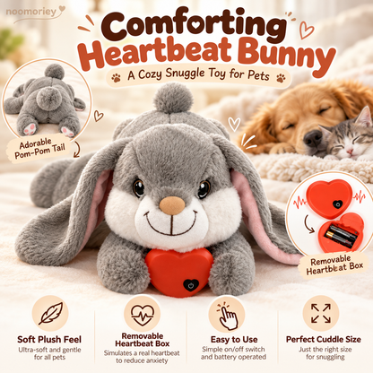 🐰 Heartbeat Bunny Comfort Toy for Dogs & Cats – Soft Plush Snuggle Companion with Removable Heartbeat Module