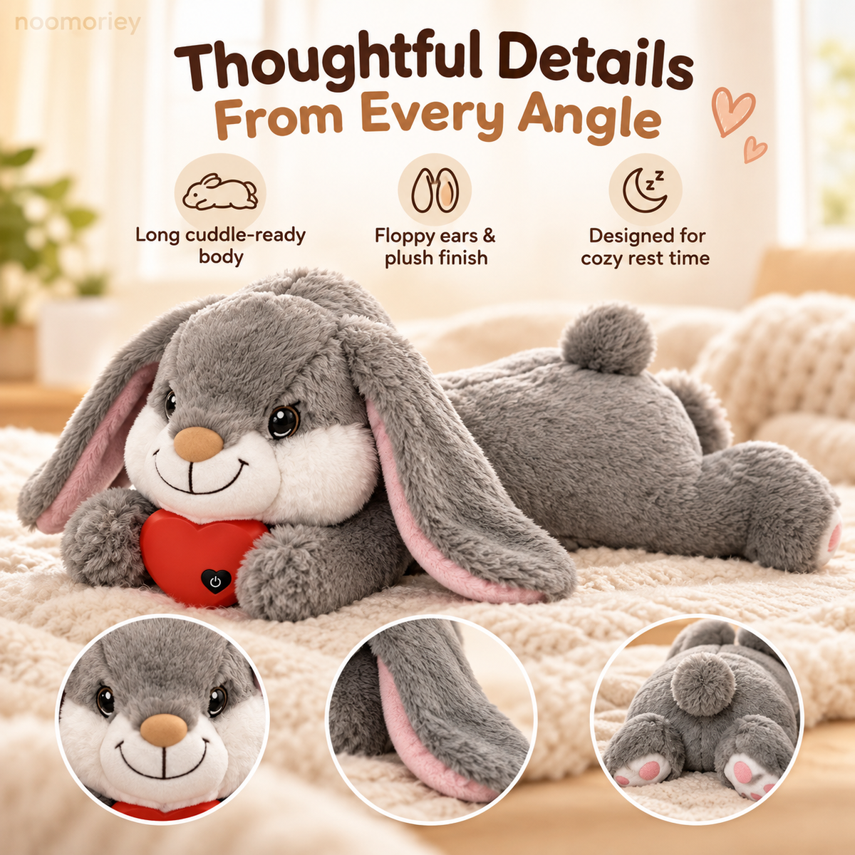 🐰 Heartbeat Bunny Comfort Toy for Dogs & Cats – Soft Plush Snuggle Companion with Removable Heartbeat Module