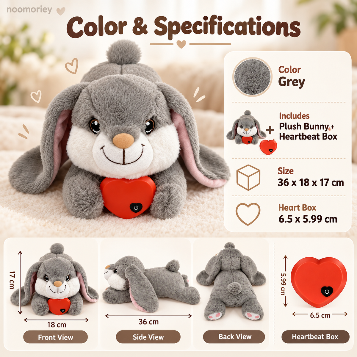 🐰 Heartbeat Bunny Comfort Toy for Dogs & Cats – Soft Plush Snuggle Companion with Removable Heartbeat Module