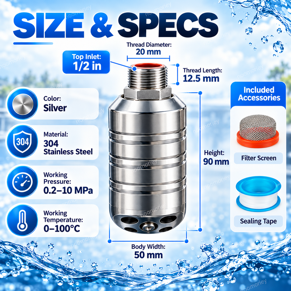 💧 Automatic Water Level Control Valve – 304 Stainless Steel No-Electricity Water Tank Refill Valve, 1/2" Threaded Inlet