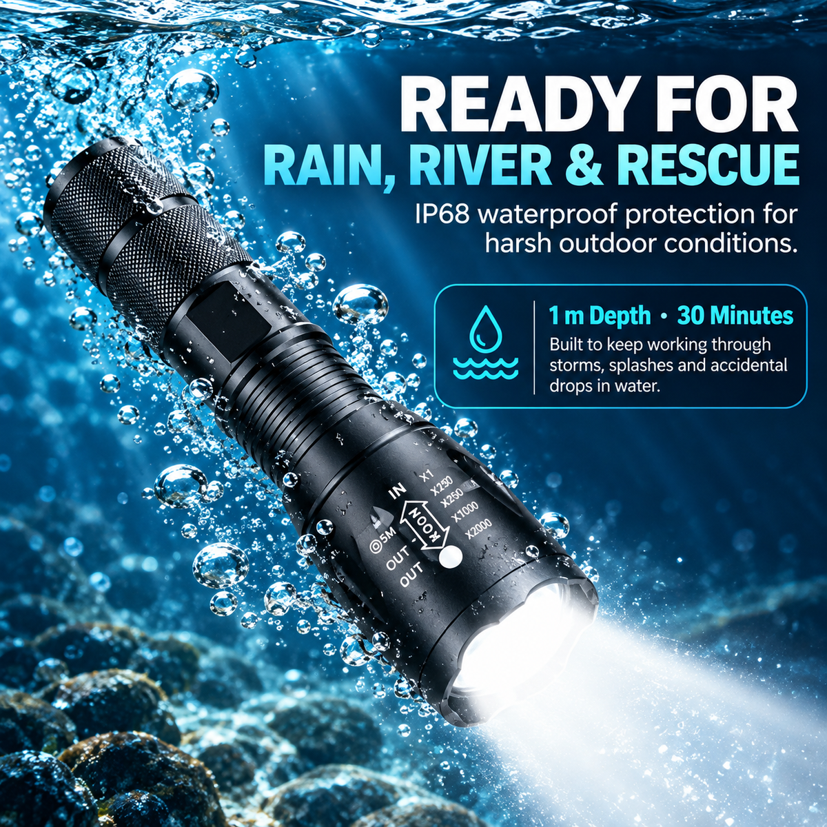 🔦 Rechargeable Zoom Flashlight for Camping & Home ✨