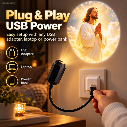 ✝️ Jesus Projection Light – 6 Faith-Inspired Patterns, 360° Rotating USB Wall Projector for Bedroom & Prayer Room