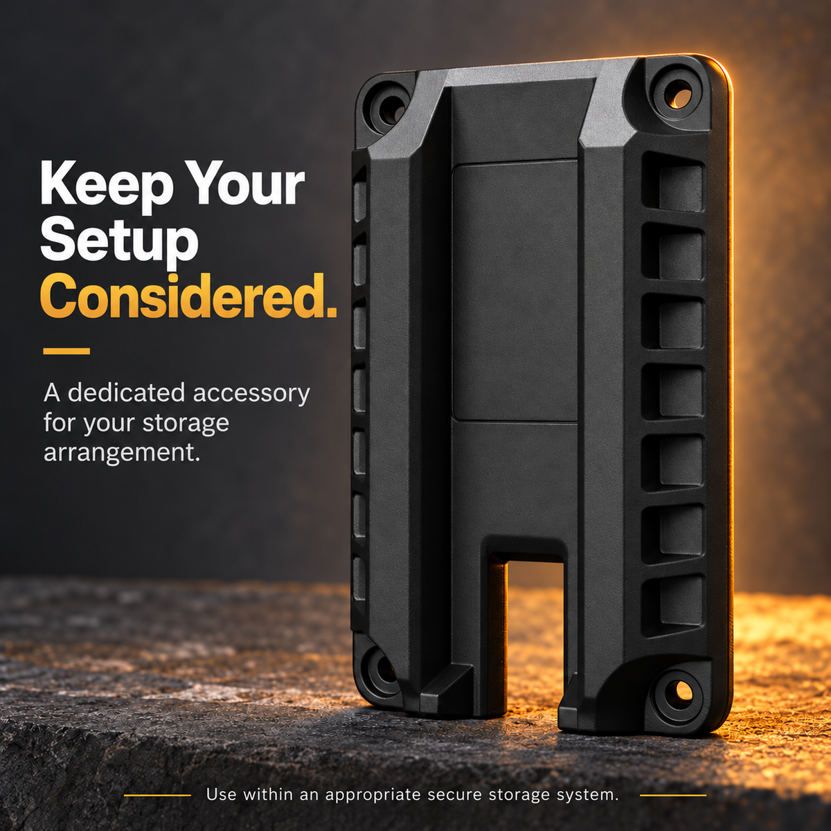 🧲 Magnetic Handgun Mount – Black Storage Holder with Raised Side Rails