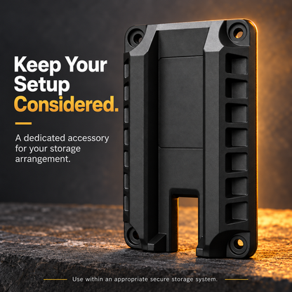 🧲 Magnetic Handgun Mount – Black Storage Holder with Raised Side Rails