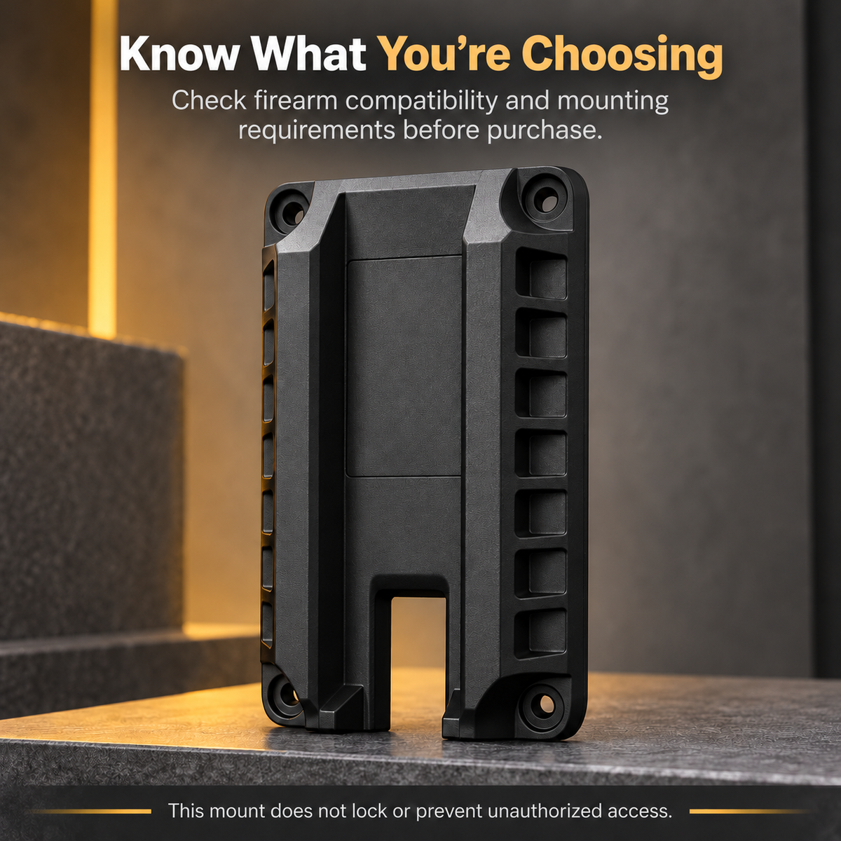 🧲 Magnetic Handgun Mount – Black Storage Holder with Raised Side Rails