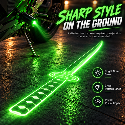 ⚔️ Neon Katana Motorcycle Ground Projection Light – Eye-Catching LED Sword Effect for Night Riders